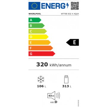Whirlpool Ψυγείο Δίπορτο 419lt NoFrost Υ180xΠ70xΒ72.5εκ. Inox WT70E 832 X AQUA Whirlpool Ψυγείο Δίπορτο 419lt NoFrost Υ180xΠ70xΒ72.5εκ. Inox WT70E 832 X AQUA